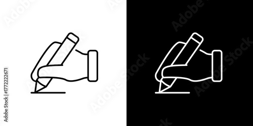 Hand Writing or Drawing Thin Line Icon Symbol of Creativity and Skill