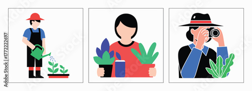 Diverse Activities Vector Illustration Gardening Nature Photography Lifestyle