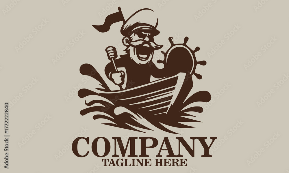 Obraz premium Funny seafarer cartoon icon. Funny seafarer cartoon logo design and funny seafarer cartoon vector illustration