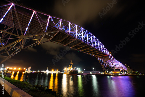 Harbor bridge at night