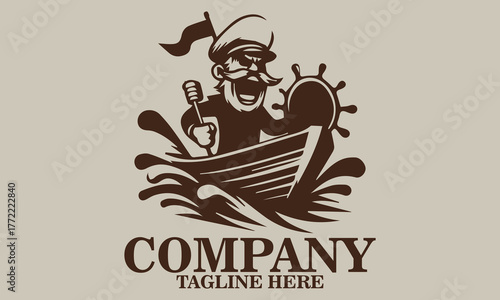 Funny seafarer cartoon icon. Funny seafarer cartoon logo design and funny seafarer cartoon vector illustration