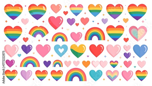 Wallpaper Mural Colorful hearts and rainbows, symbolizing love, pride, and diversity Torontodigital.ca