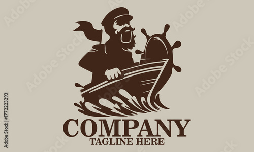 Funny seafarer cartoon icon. Funny seafarer cartoon logo design and funny seafarer cartoon vector illustration