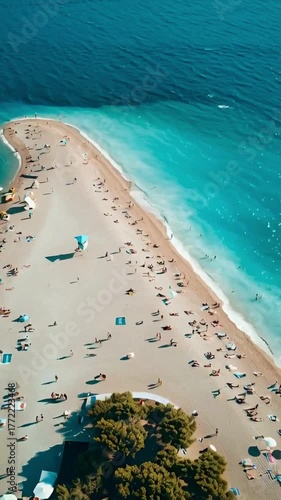 Aerial View of Zlatni Rat Beach in Bol Croatia Adriatic Sea