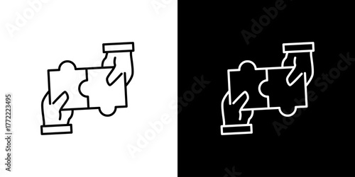 Hands Connecting Puzzle Pieces Collaboration & Problem-Solving Icon