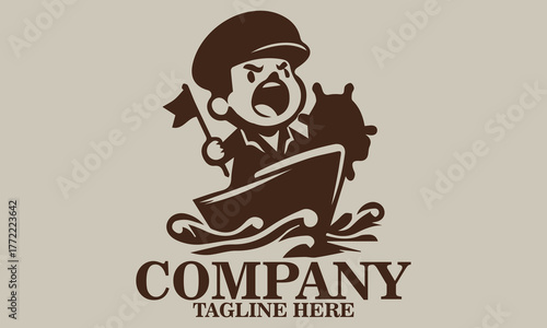 Funny seafarer cartoon icon. Funny seafarer cartoon logo design and funny seafarer cartoon vector illustration