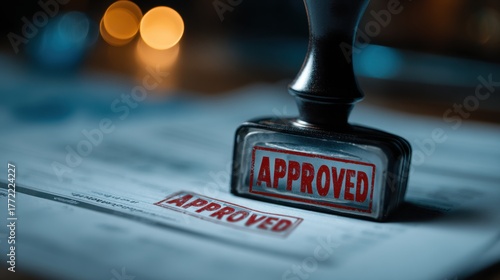 Wallpaper Mural Official Approved Stamp on Document in Close Up with Blurred Background Torontodigital.ca