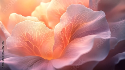 Wallpaper Mural Artistic macro photo of flower petals in shades of purple and peach with gentle light, expressing emotion, natural softness, and the calm beauty of nature in a delicate organic abstract composition Torontodigital.ca