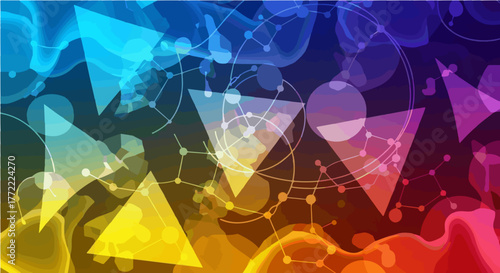 Abstract Digital Grid with Overlapping Colorful Bokeh Lights, Symbolizing Connectivity, Technology, and Modern Data Processing