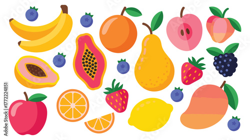 Variety of fresh fruits, healthy and delicious
