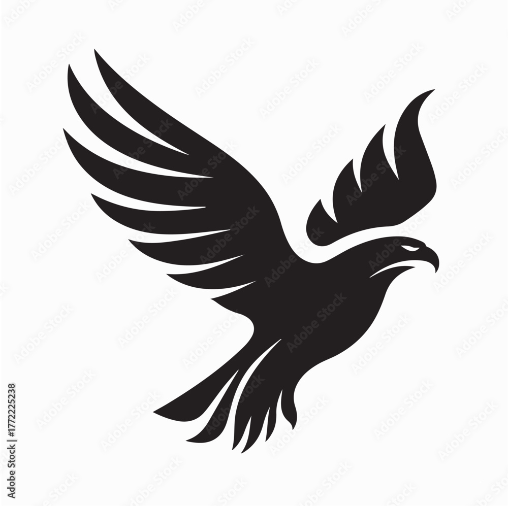Obraz premium Minimalist Silhouette Hawk Logo Vector Illustration on white background