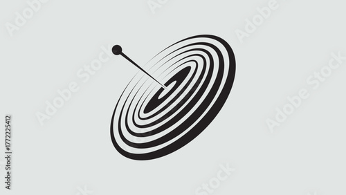Abstract satellite dish illustration, featuring concentric ellipses and a central antenna, symbolizing communication, technology, and signal transmission