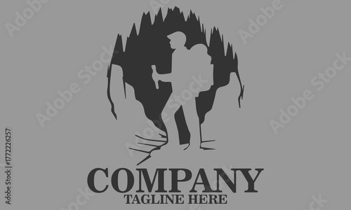 Man adventure cave icon. adventure cave vector illustration, adventure cave logo