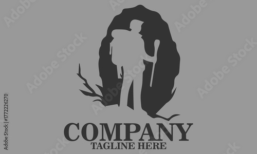 Man adventure cave icon. adventure cave vector illustration, adventure cave logo