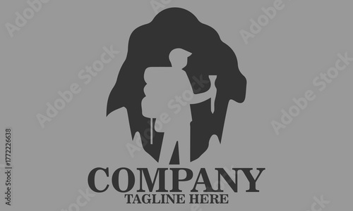 Man adventure cave icon. adventure cave vector illustration, adventure cave logo