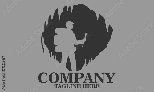 Man adventure cave icon. adventure cave vector illustration, adventure cave logo