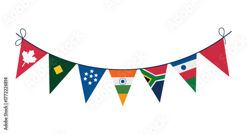 International Flag Pennant Banner — Canada, Brazil, USA, India, France, Italy
