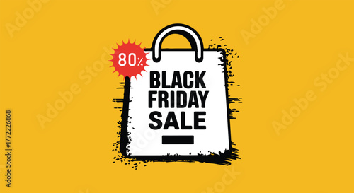 Black Friday Sale Bag — White Shopping Bag with 80% Discount Burst