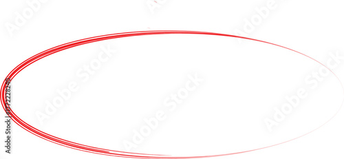 Red Brush Stroke Oval Border with White Background grunge