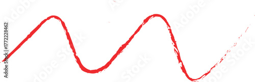 Red Hand Drawn Wavy Line Isolated on White Background curve