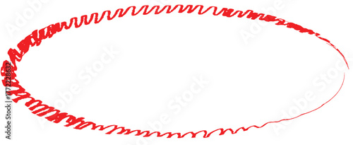 Red Scribbled Oval Frame with White Background hand drawn