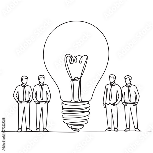 Teamwork And Innovation Concept With A Light Bulb And Businessmen