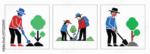 People Planting Trees And Gardening For A Sustainable Future And Nature Connection