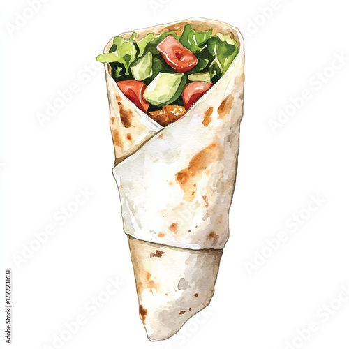 Deliciously Wrapped Mediterranean Wrap with Fresh Vegetables.