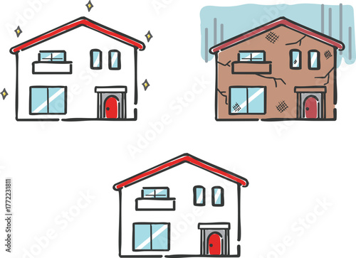いろんな家のイラスト2　ベクター
