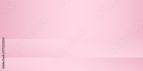 Realistic abstract pink studio wall, minimal 3d shelf. Colorful floor, horizontal realistic simple abstract
