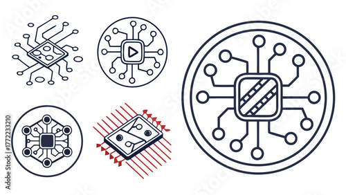 Chip technology microcircuit board electronic component circuit diagram vector