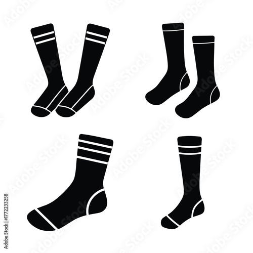 Long Socks Silhouette Icons Collection for Sports and Fashion