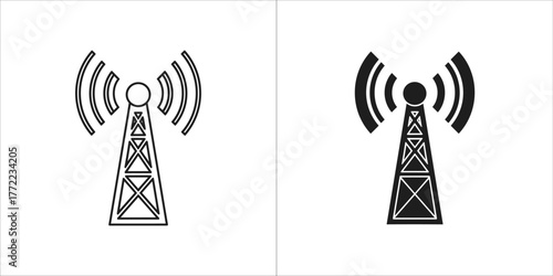 Illustration of a communication tower in black and white