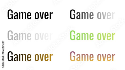 Colorful game over message for online gaming community and esports tournaments with text effect design