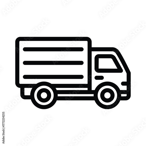 Garbage truck line icon, outline illustration of waste collection vehicle for sanitation and recycling services