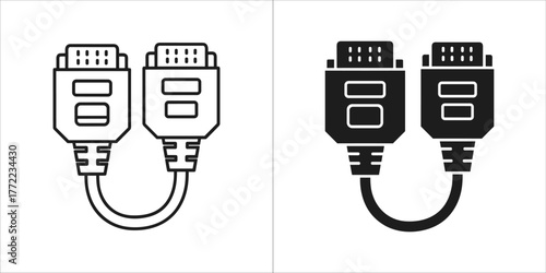 Black and white vector drawing of a serial port