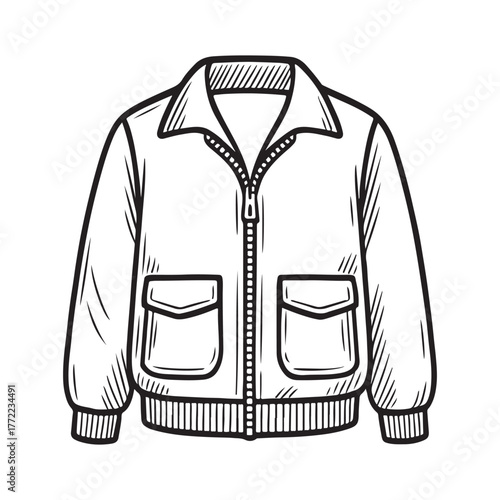 line art of bomber jacket vector