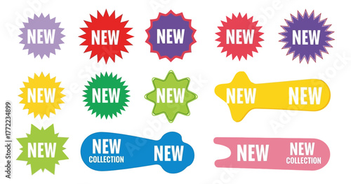 colorful new product label sticker set