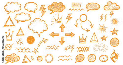 orange sketch symbol and arrow set
