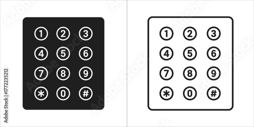 Keypad icon in black and white, a device for entering a code