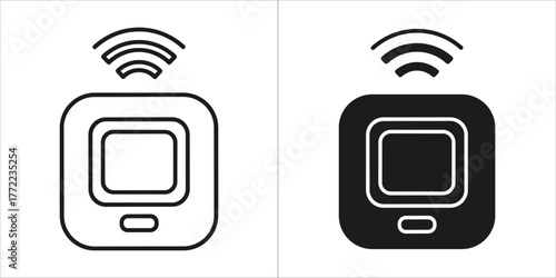 Wireless sensor icon in black and white, a device for detecting motion