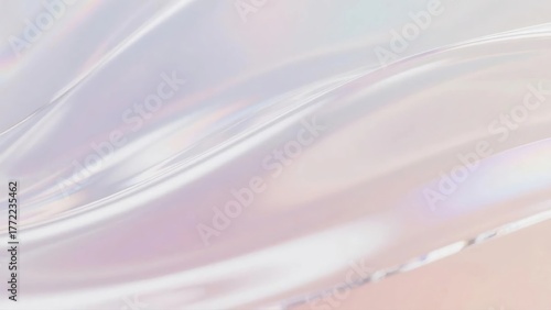 Ethereal waves of pale iridescent material shimmer with a soft, dreamlike and translucent quality.