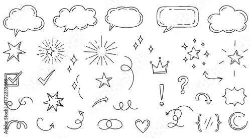 handdrawn sketch icon set
