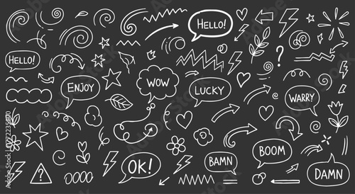 chalkboard comic doodle set