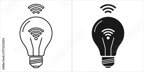 Smart light bulb with wifi connection, , in black and white