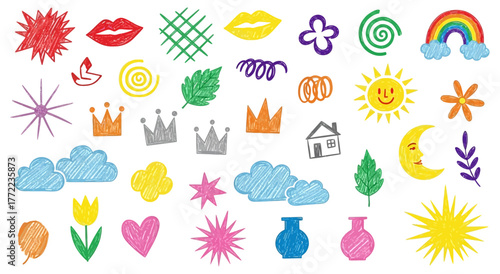 playful colorful doodle set