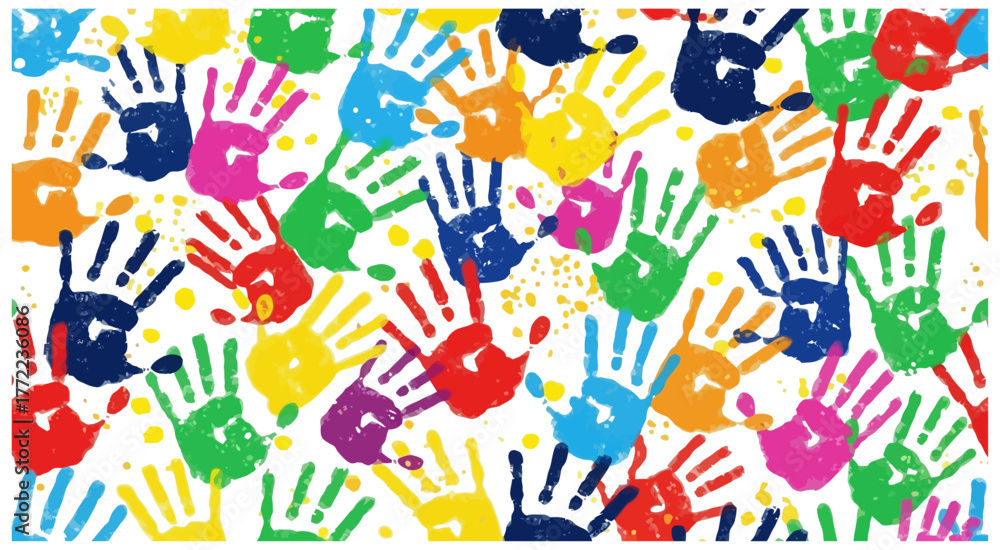 Obraz premium colorful handprint pattern