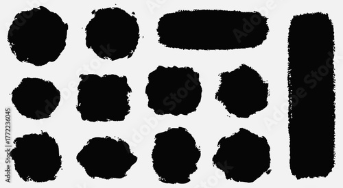 black ink blot texture set