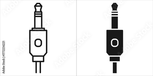 Audio jack plug vector icon in outline and glyph style