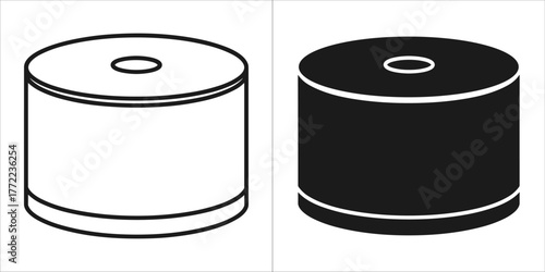 Bobbin vector icon in outline and glyph style for sewing